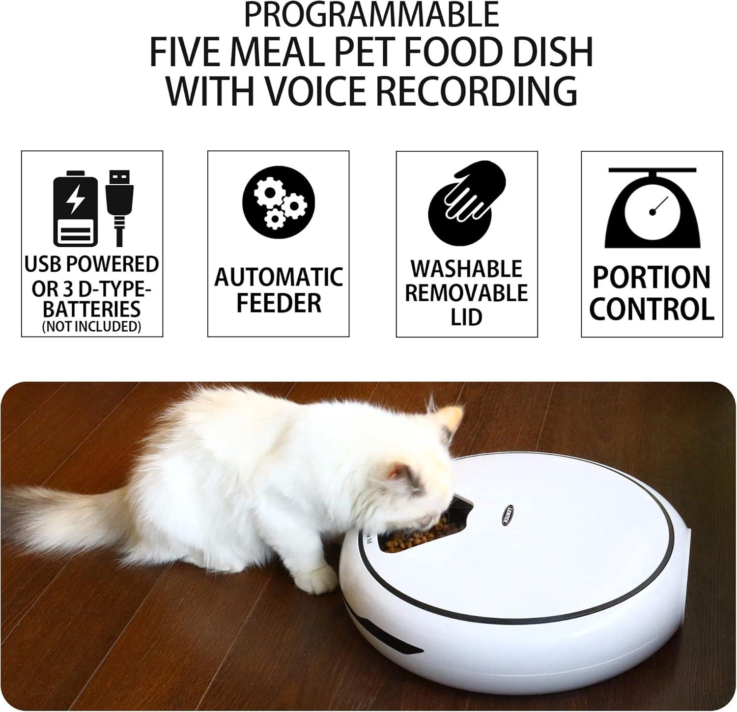 image:imageLentek Automatic Pet Feeder Auto Feeding Dispenser for Cat amp Dogs Set Time Dry Multiple Feeding Alimentador Control Programmable USB Powered Automatico De Sensor 25 Oz Total Capacity White