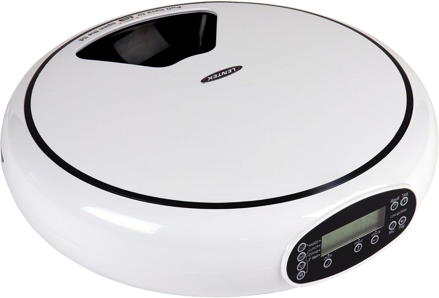 image:imageLentek Automatic Pet Feeder Auto Feeding Dispenser for Cat amp Dogs Set Time Dry Multiple Feeding Alimentador Control Programmable USB Powered Automatico De Sensor 25 Oz Total Capacity White