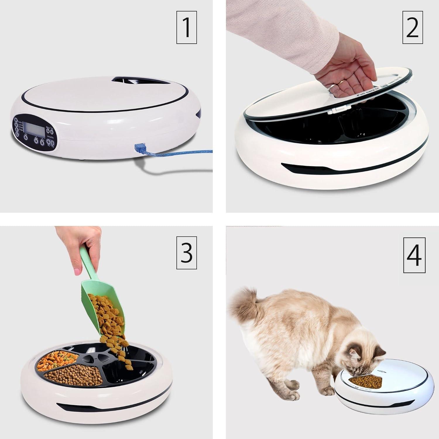 image:imageLentek Automatic Pet Feeder Auto Feeding Dispenser for Cat amp Dogs Set Time Dry Multiple Feeding Alimentador Control Programmable USB Powered Automatico De Sensor 25 Oz Total Capacity White