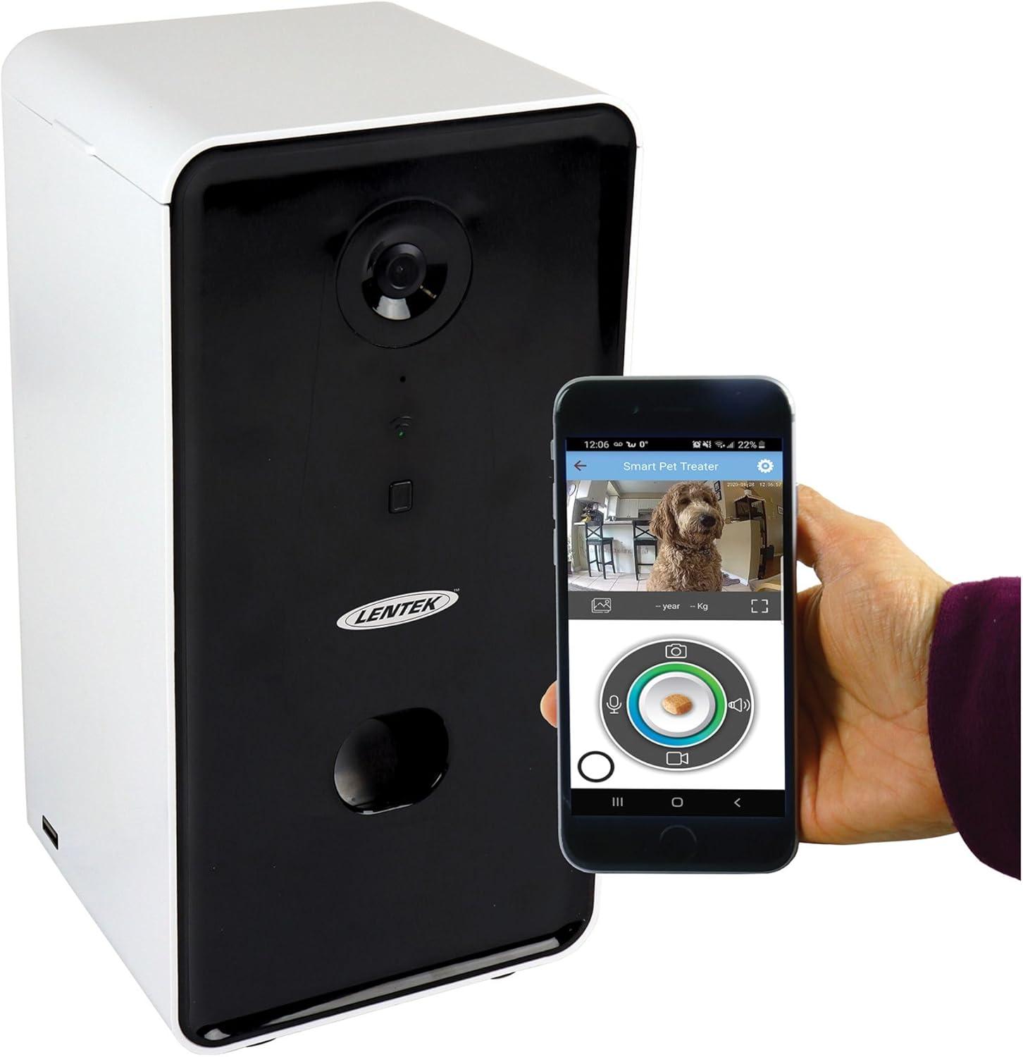 image:imageLentek Automatic Pet Treats Feeder Auto Treat Feeding Dispenser For Cat amp Dogs With HD Camera Alimentador Programmable Wifi Smart Phone Control Electronic Automatico De Sensor 10 Oz Capacity