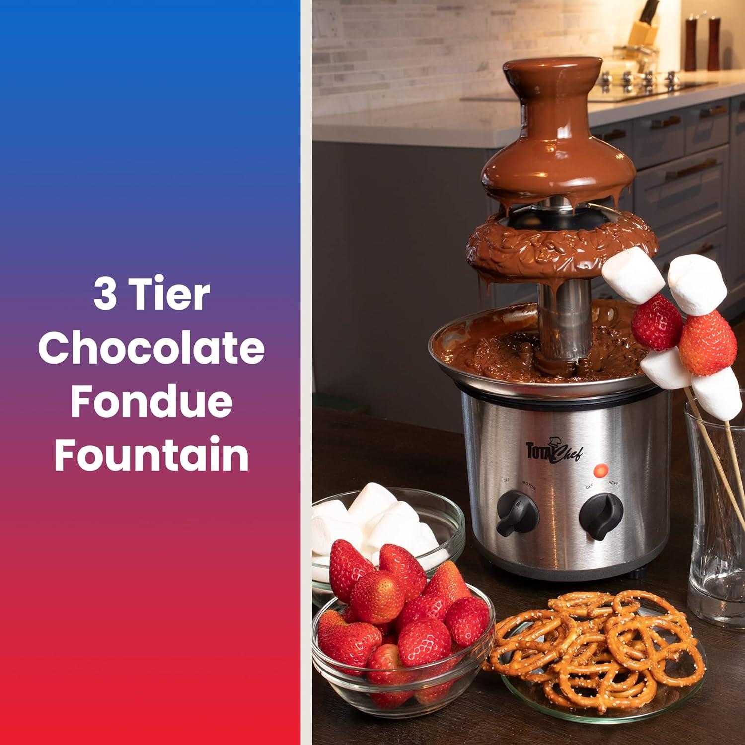 image:imageTotal Chef 3 Tier Chocolate Fountain Machine Mini Fondue Fountain for Chocolate Cheese amp Dessert Fuente de Chocolate para Fiesta Chocolate Fondue Set for Party and Events Queso Fountain