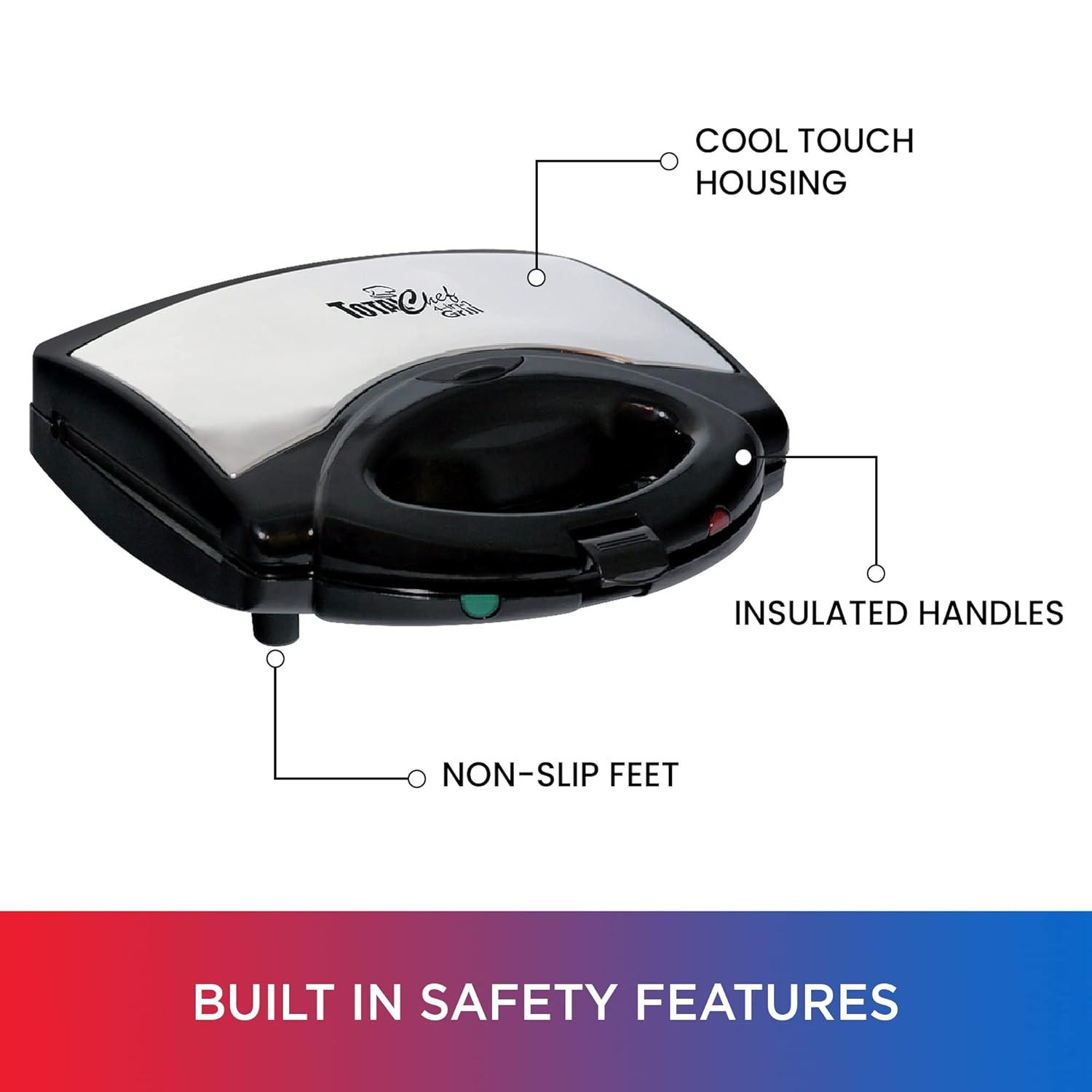 image:imageTotal Chef 4in1 Interchangeable Cooking Surfaces Countertop Grill Plus Open Griddle Sandwich Press Waffle Maker Healthy Family Cooking Home Dorm or RV BPA Free