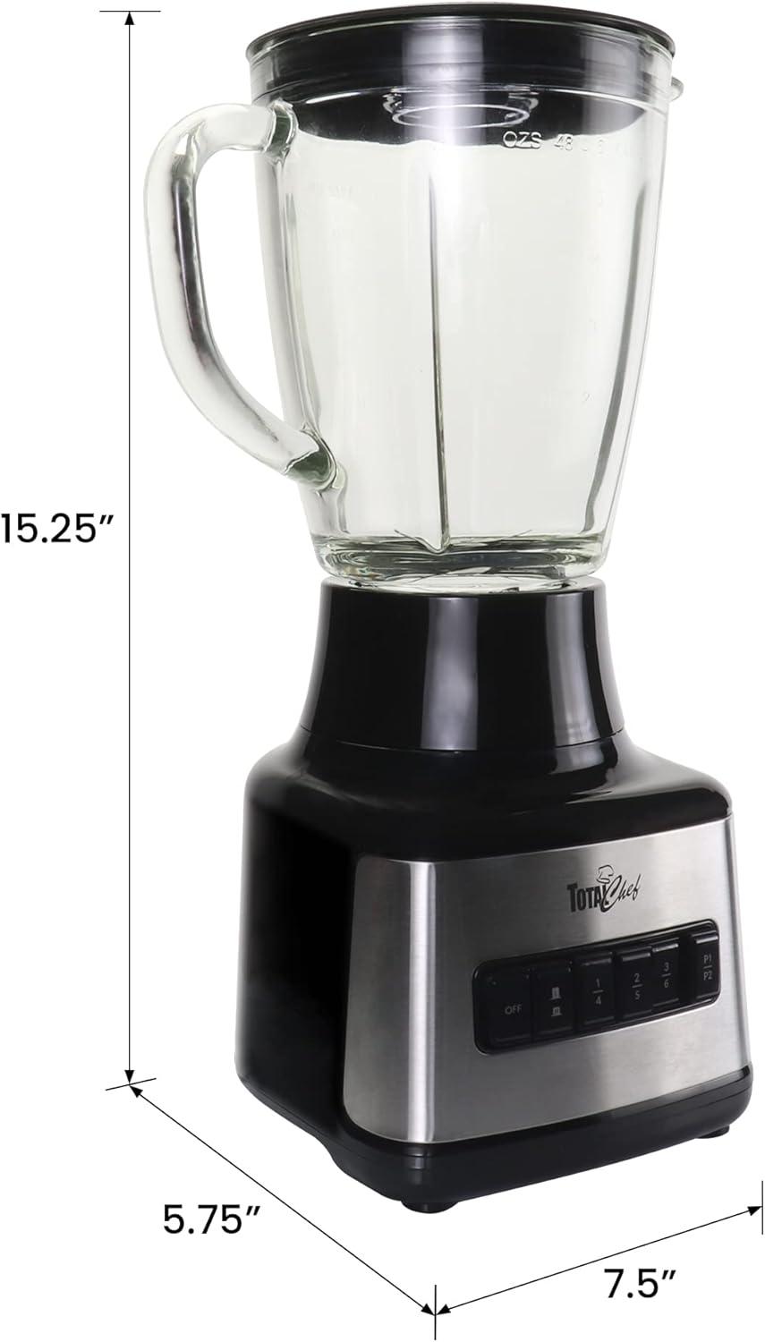 image:imageTotal Chef Countertop Blender Electric Mixer for Smoothies Ice Crush amp Pulse Function Heavy Duty Glass Pitcher licuadora With 6 Speed Kitchen Appliance DishwasherSafe Jar Black