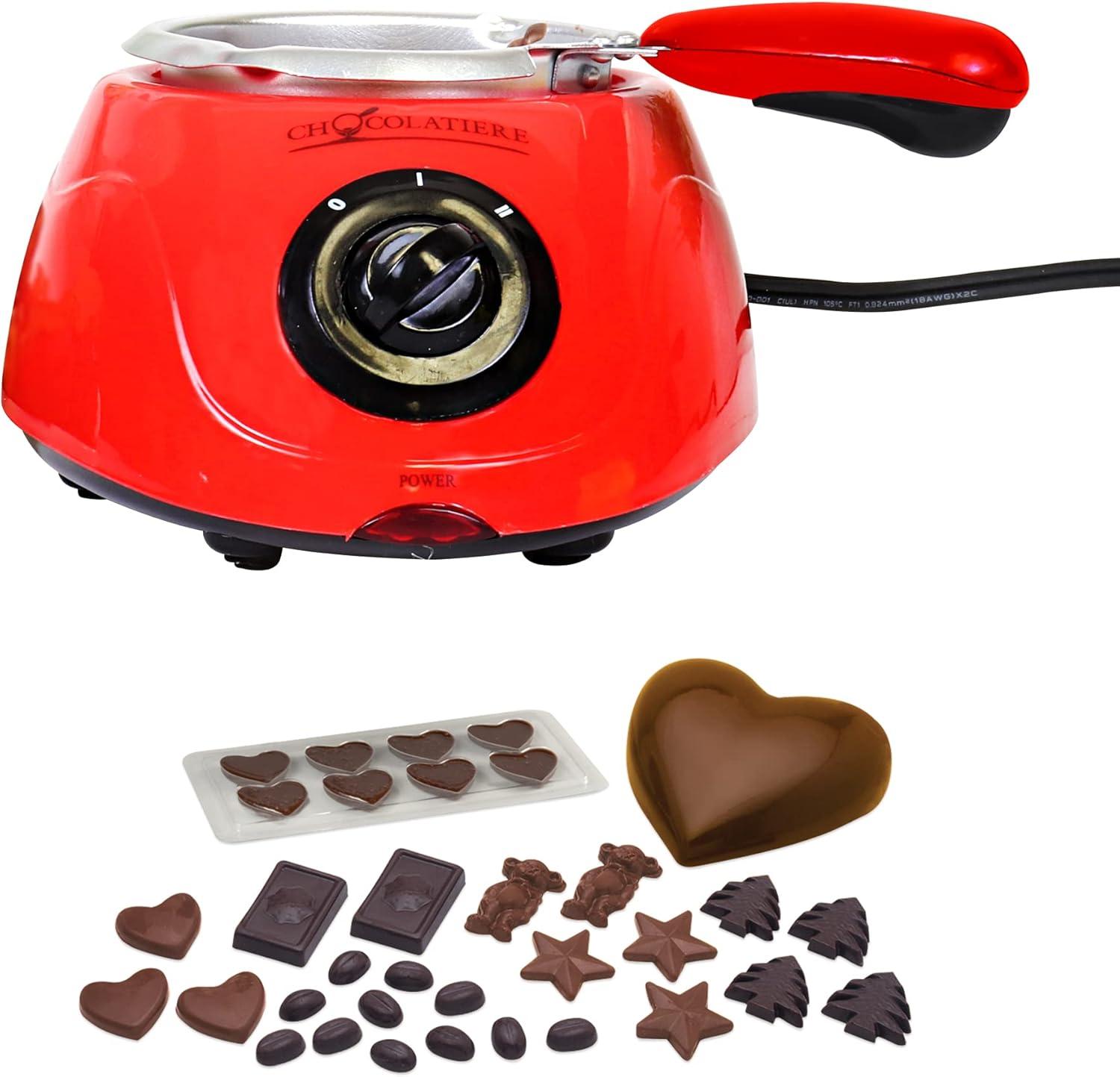 image:imageTotal Chef Single Pot Chocolate Melter Electric Candy Melting Hot Fondue Pot With 32 Accessories Serving 1 cup Dark or White Melted Chocolate For Dipping Party Desserts 88 Oz 250 g Capacity