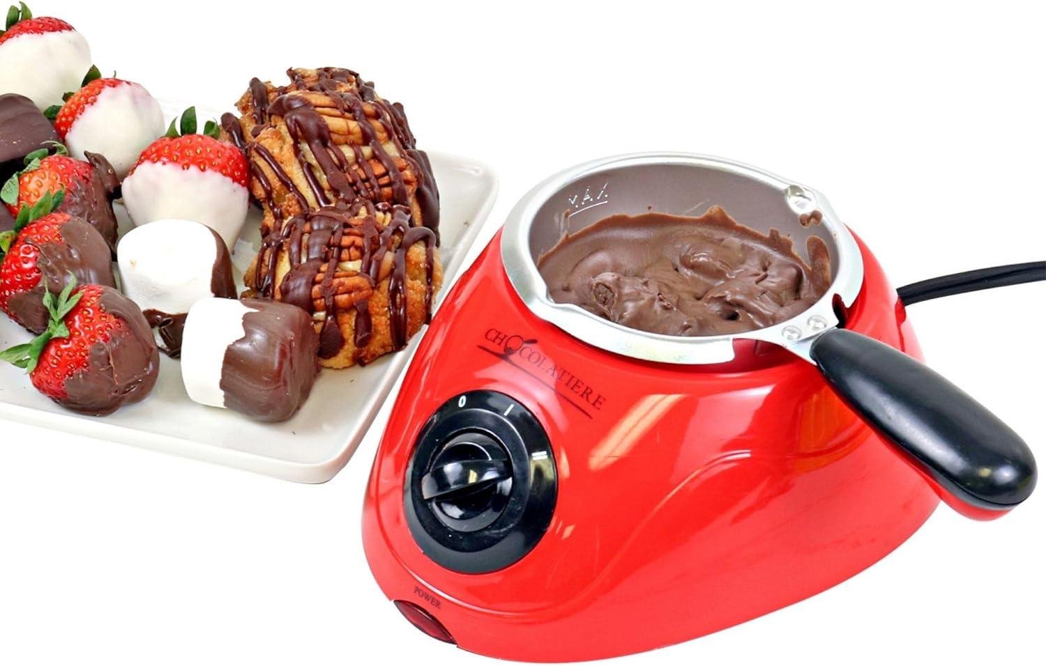 image:imageTotal Chef Single Pot Chocolate Melter Electric Candy Melting Hot Fondue Pot With 32 Accessories Serving 1 cup Dark or White Melted Chocolate For Dipping Party Desserts 88 Oz 250 g Capacity