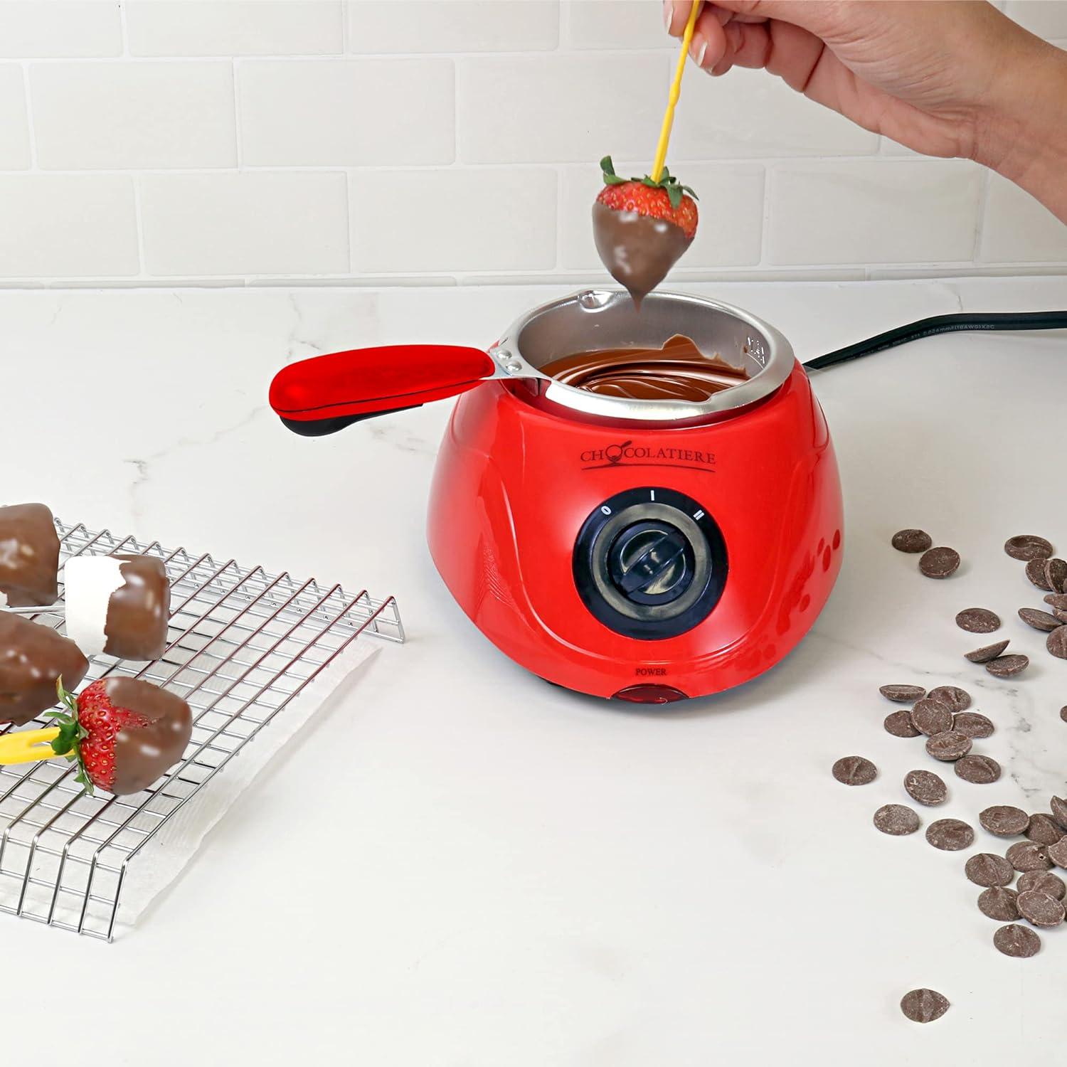 image:imageTotal Chef Single Pot Chocolate Melter Electric Candy Melting Hot Fondue Pot With 32 Accessories Serving 1 cup Dark or White Melted Chocolate For Dipping Party Desserts 88 Oz 250 g Capacity