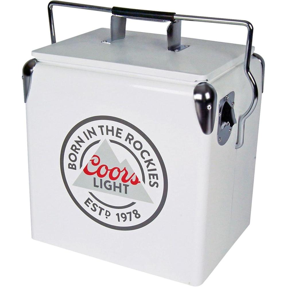 image:imageCoors Light Ice Chest Cooler Portable Ice Bucket with Bottle Opener Vintage Style Insulated for Camping Beach Picnic RV BBQs Tailgating Fishing SteelBelted 18 Can Ice Box 13L 14 qt