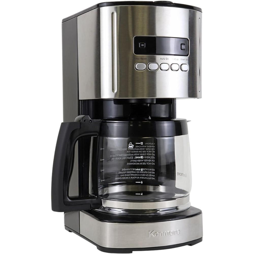 image:imageKenmore Drip Coffee Maker Programmable Cafe Machine With Glass Pot Regular amp Bold Brew Auto Shut Off Large Water Reservoir Reusable Filter Kitchen Appliances For Cafeteria Barista 12 Cup BlackBlack