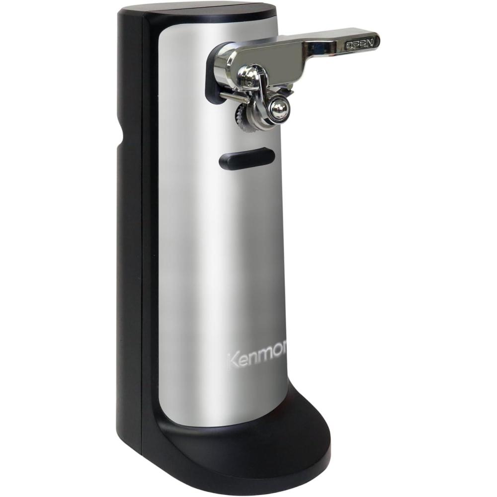 image:imageKenmore Electric Can Opener ArthritisFriendly Bottle Opener Knife sharpener Latas Abrelatas Cord Storage Automatic Countertop Appliance Stainless Steel Detachable Cutting LeverBlack And Grey