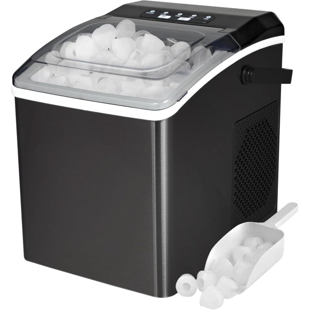image:imageKoolatron Ice Makers Countertop Portable Ice Machine 2 Sizes Bullet Ice Cubes Ready in 6 Mins 265lbsDay with Ice Scoop and Basket Digital Controls LED Indicators for PartiesHomeOfficeBar Black