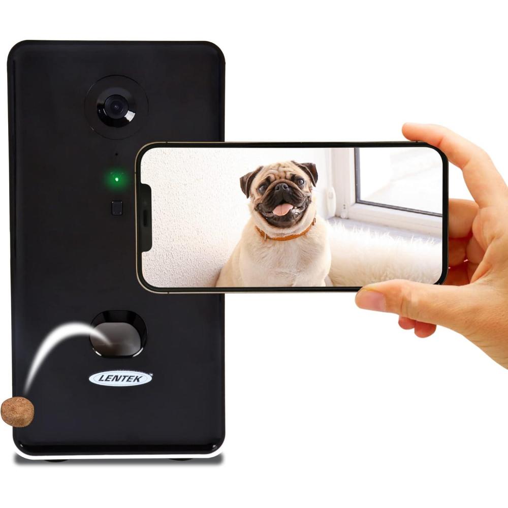 image:imageLentek Automatic Pet Treats Feeder Auto Treat Feeding Dispenser For Cat amp Dogs With HD Camera Alimentador Programmable Wifi Smart Phone Control Electronic Automatico De Sensor 10 Oz Capacity