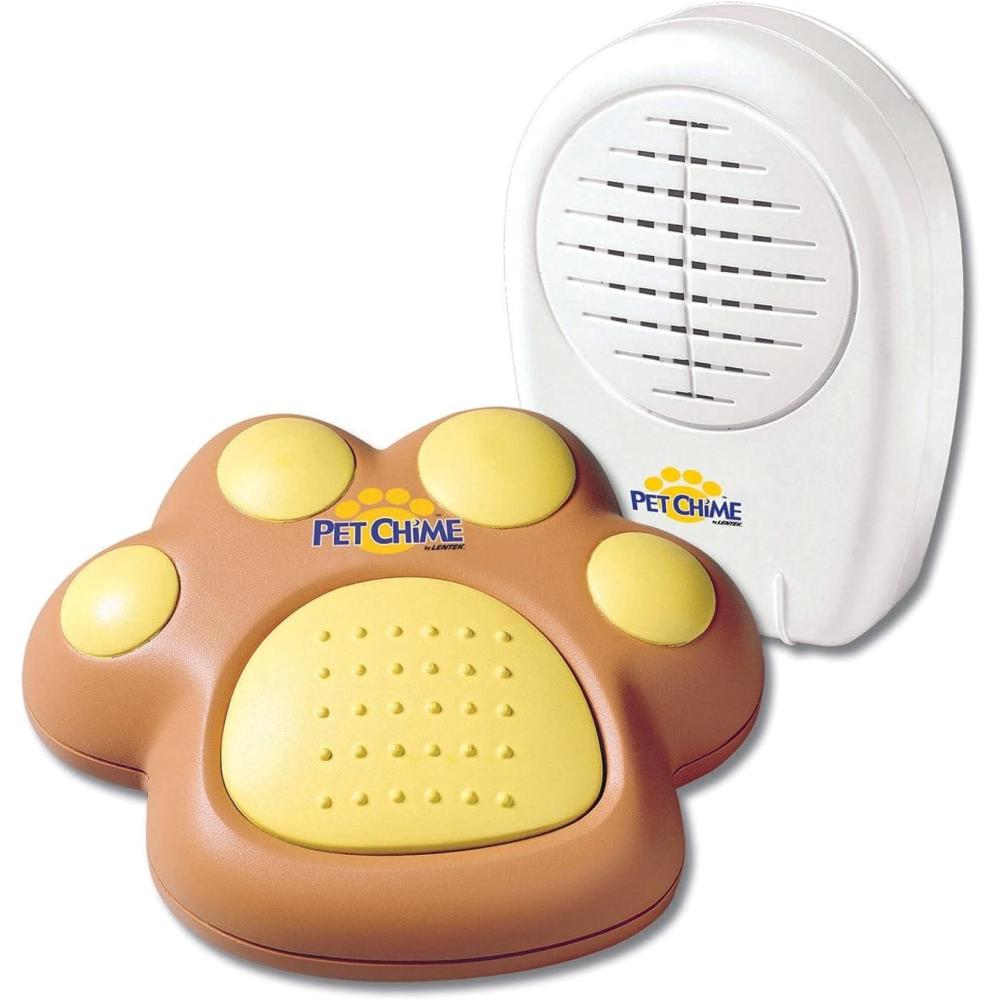 image:imagePantsSaver Lentek Pet Chime Cordless Doorbell Training System 2 Piece Set Includes Pet Chime Receiver and Pet Paw TransmitterTransmitter BrownYellow Receiver WhiteStandardPP10G