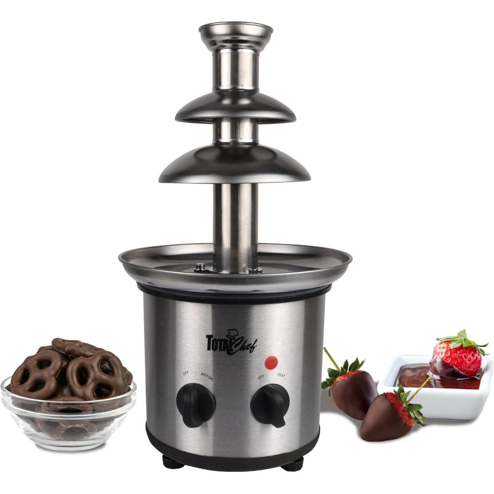 image:imageTotal Chef 3 Tier Chocolate Fountain Machine  Mini Fondue Fountain for Chocolate Cheese amp Dessert  Fuente de Chocolate para Fiesta Chocolate Fondue Set for Party and Events Queso Fountain