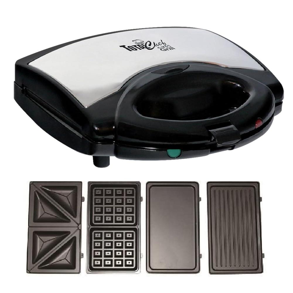 image:imageTotal Chef 4in1 Interchangeable Cooking Surfaces Countertop Grill Plus Open Griddle Sandwich Press Waffle Maker Healthy Family Cooking Home Dorm or RV BPA Free