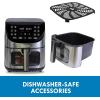 Kenmore Air Fryer – 8 quart aerogrill, non-stick frying basket, french fry, digital touch screen, 12 presets, freidora eléctrica, countertop cooking kitchen appliance, stainless steel, black