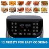 Kenmore Air Fryer – 8 quart aerogrill, non-stick frying basket, french fry, digital touch screen, 12 presets, freidora eléctrica, countertop cooking kitchen appliance, stainless steel, black