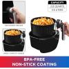 Kenmore Air Fryer – Aerogrill, Non-Stick Frying Basket, French Fry, Digital Touch Screen, 12 Presets, Freidora Eléctrica, Countertop Cooking Kitchen Appliance, Stainless Steel, 8 Quart Black(Black  silver)