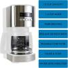 Kenmore Drip Coffee Maker – Programmable Cafe Machine With Glass Pot, Regular & Bold Brew, Auto Shut Off Large Water Reservoir, Reusable Filter, Kitchen Appliances For Cafeteria Barista, 12 Cup Black(Silver)