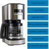 Kenmore Drip Coffee Maker – Programmable Cafe Machine With Glass Pot, Regular & Bold Brew, Auto Shut Off Large Water Reservoir, Reusable Filter, Kitchen Appliances For Cafeteria Barista, 12 Cup Black(Black)