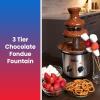 Total Chef 3 Tier Chocolate Fountain – Electric Fondue Machine, 1.5 Lbs Capacity, Melts Hot Dark Dipping Chocolate For Party, Wedding & Events, Stainless Steel