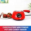 Total Chef Single Pot Chocolate Melter – Electric Candy Melting Hot Fondue Pot With 32+ Accessories, Serving 1 cup Dark or White Melted Chocolate For Dipping Party Desserts, 8.8 Oz (250 g) Capacity