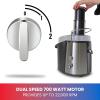 Total Chef Wide Mouth Juicer Machine – 2 Speed Slow Masticating Juicer for Vegetables & Fruits, High Yield Juice Extractor, Easy to Clean, Compact Juicing Machine for Fresh Juice