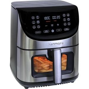 Kenmore Air Fryer – Aerogrill, Non-Stick Frying Basket, French Fry, Digital Touch Screen, 12 Presets, Freidora Eléctrica, Countertop Cooking Kitchen Appliance, Stainless Steel, 8 Quart Black(Sliver And Black)