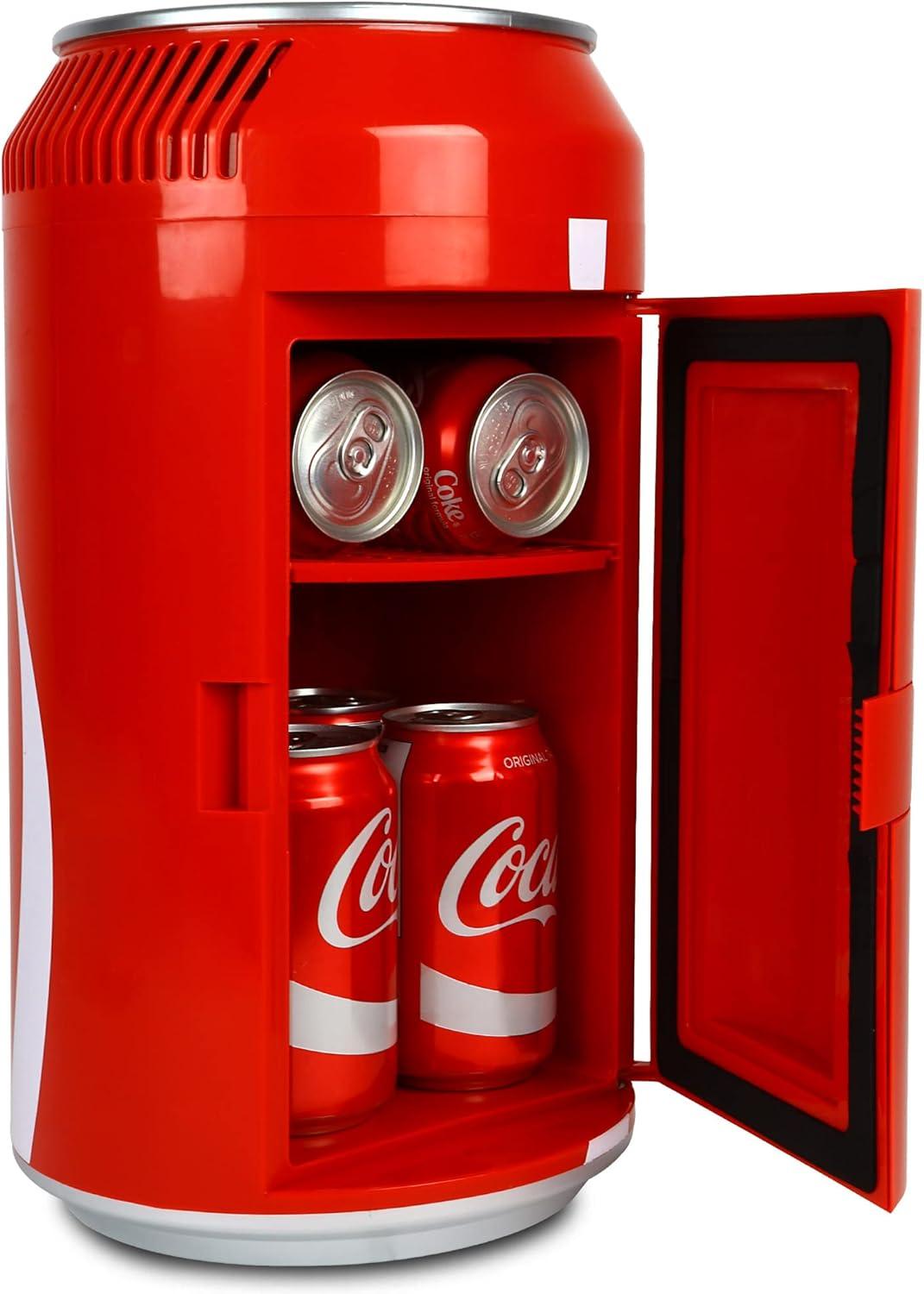 image:imageCoca Cola Mini Fridge 8 Can Refrigerator for Bedroom Office Portable Table Top Beverage Cooler 12V 110V Refrigerador For Drinks Soda Wines Use In Car Dorm Outdoor Patio