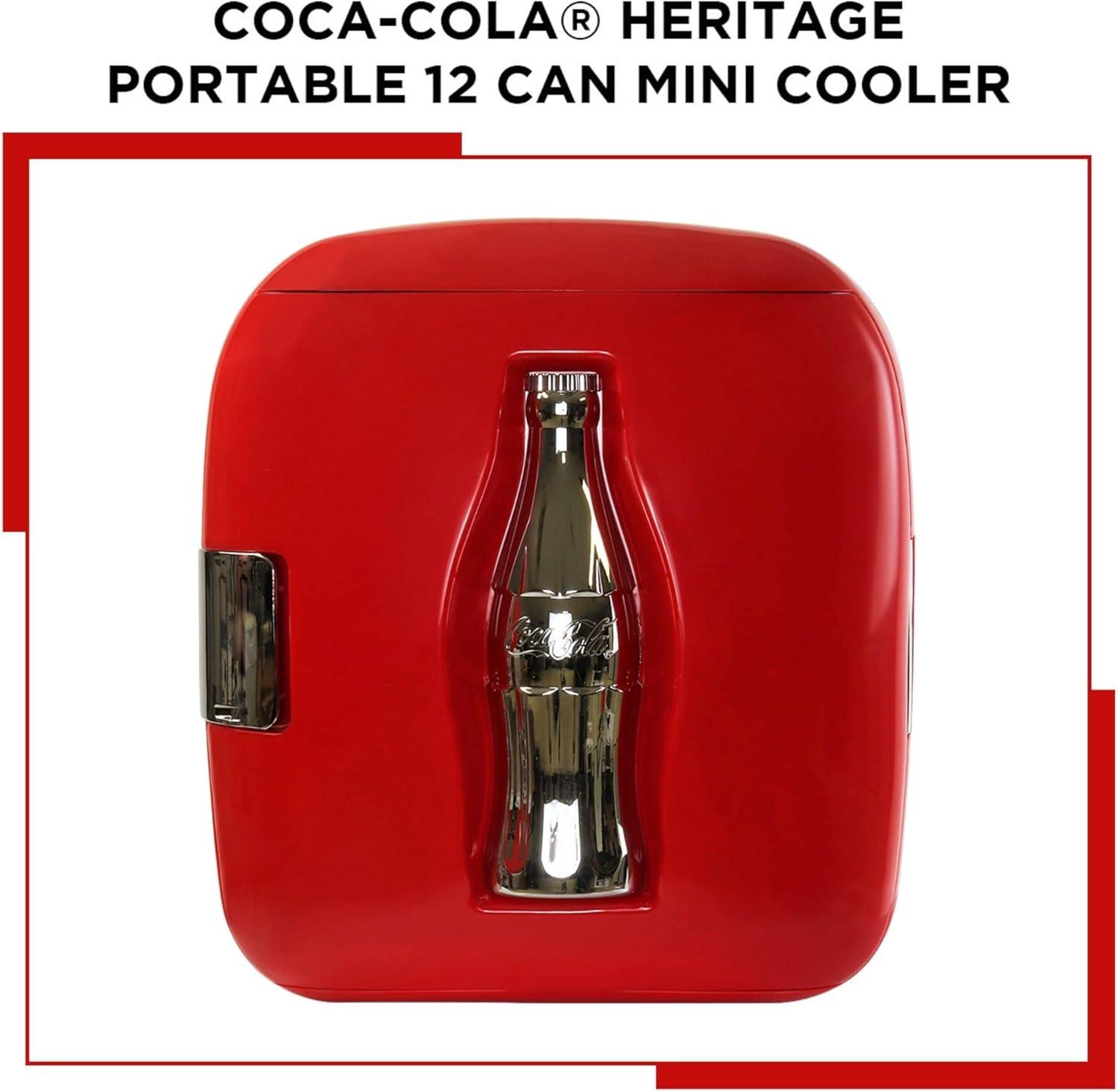 image:imageCocaCola Heritage Portable 12 Can Thermoelectric Mini Fridge Cooler Warmer 79 L 83 Quarts Capacity 12V DC110V AC for home dorm office beverages snacks skincare cosmetics medication