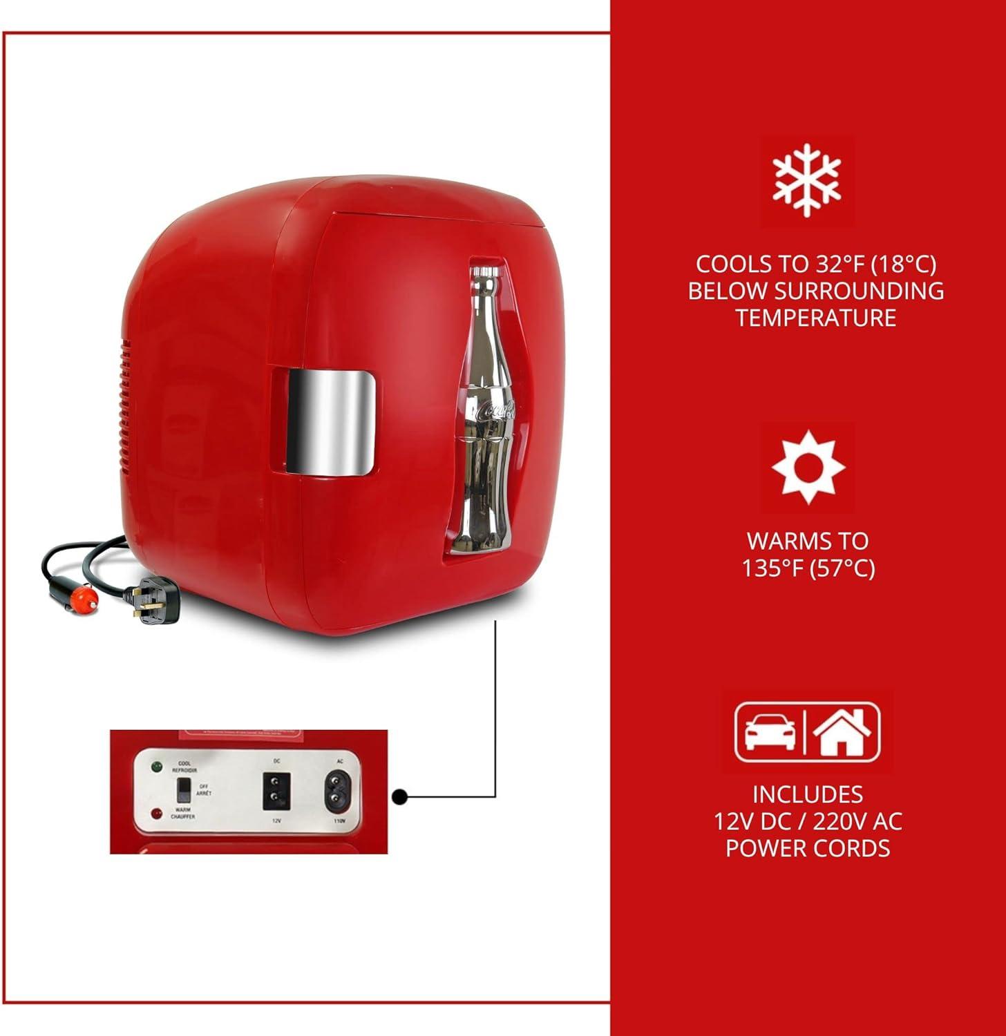 image:imageCocaCola Heritage Portable 12 Can Thermoelectric Mini Fridge Cooler Warmer 79 L 83 Quarts Capacity 12V DC110V AC for home dorm office beverages snacks skincare cosmetics medication
