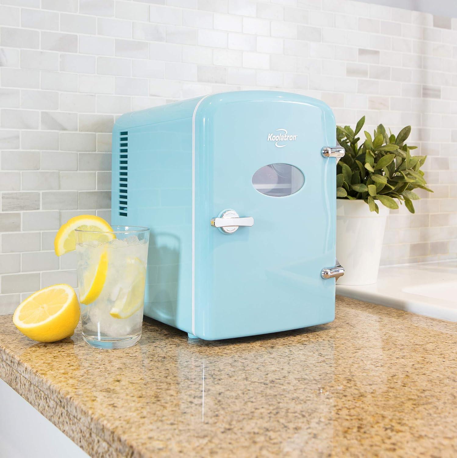 image:imageKoolatron Mini Fridge 6 Can Refrigerator for Bedroom Office Portable Table Top Beverage Cooler 12V 110V Refrigerador For Drinks Soda Wine Use In Car Dorm Outdoor PatioGreen