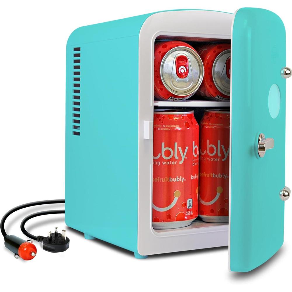 image:imageKoolatron Mini Fridge 6 Can Refrigerator for Bedroom Office Portable Table Top Beverage Cooler 12V 110V Refrigerador For Drinks Soda Wine Use In Car Dorm Outdoor PatioGreen