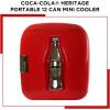Coca-Cola Heritage Portable 12 Can Thermoelectric Mini Fridge Cooler Warmer 7.9 L/ 8.3 Quarts Capacity, 12V DC/110V AC for home, dorm, office, beverages, snacks, skincare, cosmetics, medication