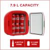 Coca-Cola Heritage Portable 12 Can Thermoelectric Mini Fridge Cooler Warmer 7.9 L/ 8.3 Quarts Capacity, 12V DC/110V AC for home, dorm, office, beverages, snacks, skincare, cosmetics, medication