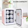 Koolatron Mini Fridge – 6 Can Refrigerator for Bedroom Office, Portable Table Top Beverage Cooler, 12V 110V Refrigerador For Drinks, Soda, Wine, Use In Car, Dorm, Outdoor, Patio(Pink)