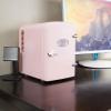 Koolatron Mini Fridge- Black Refrigerator 6 Can Portable Cooler for Bedroom Office Dorm Car Compact Fridge for Drinks Makeup Skincare Dual Power 12V 110V(Pink)