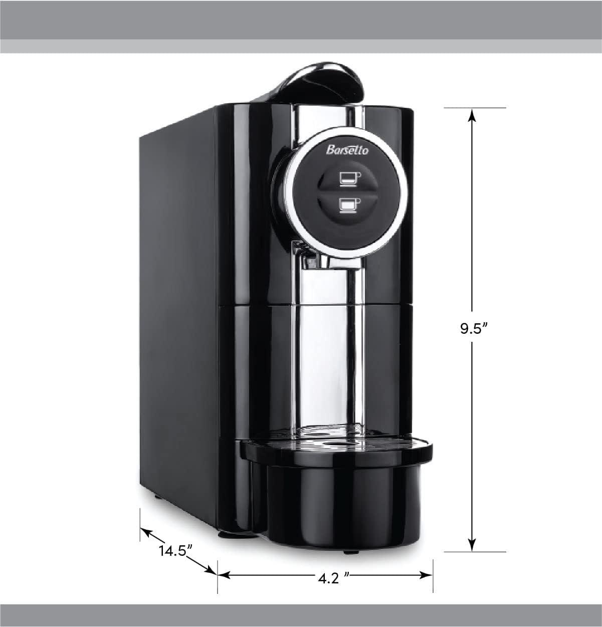 image:imageBarsetto OneTouch Espresso Maker with 19 Bar HighPressure Pump Fast PreHeating Short or Long Shots Compatible with Standard Espresso Coffee Pods Black and Silver Automatic Coffee Machine