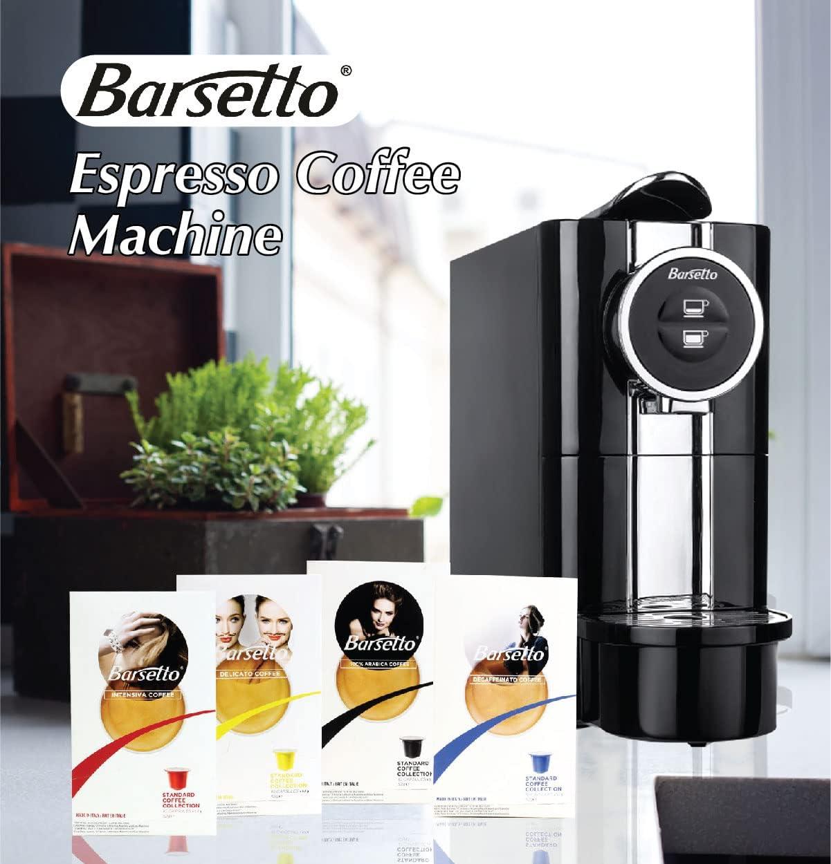 image:imageBarsetto OneTouch Espresso Maker with 19 Bar HighPressure Pump Fast PreHeating Short or Long Shots Compatible with Standard Espresso Coffee Pods Black and Silver Automatic Coffee Machine