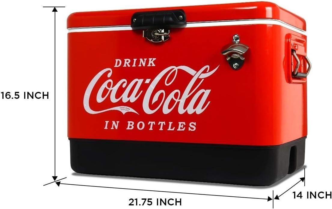 image:imageCocaCola Ice Chest Cooler Portable Ice Bucket with Bottle Opener Vintage Style Insulated for Camping Beach Picnic RV BBQs Tailgating Fishing Stainless Steel 85 Can Ice Box 51L 54 qt