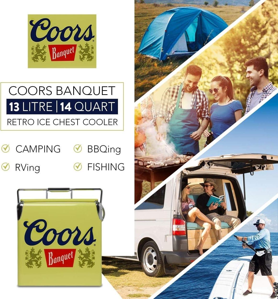 image:imageCoors Banquet Retro Ice Chest Cooler Portable Ice Bucket with Bottle Opener Vintage Style Insulated for Camping Beach Picnic RV BBQs Tailgating Fishing 18 Can 14 qt 13L