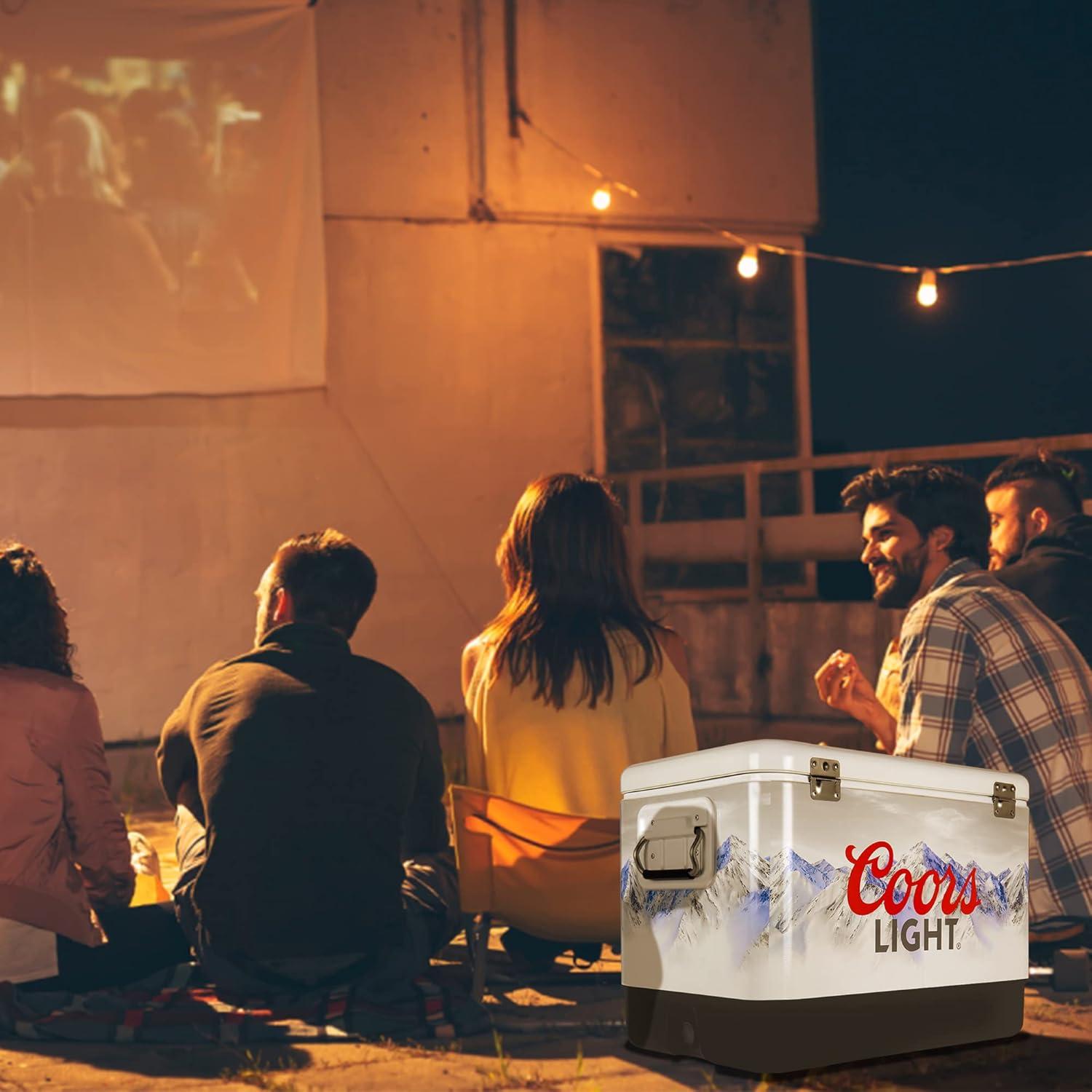 image:imageCoors Light Ice Chest Cooler Portable Ice Bucket with Bottle Opener Vintage Style Insulated for Camping Beach Picnic RV BBQs Tailgating Fishing SteelBelted 85 Can Ice Box 51L 54 qt