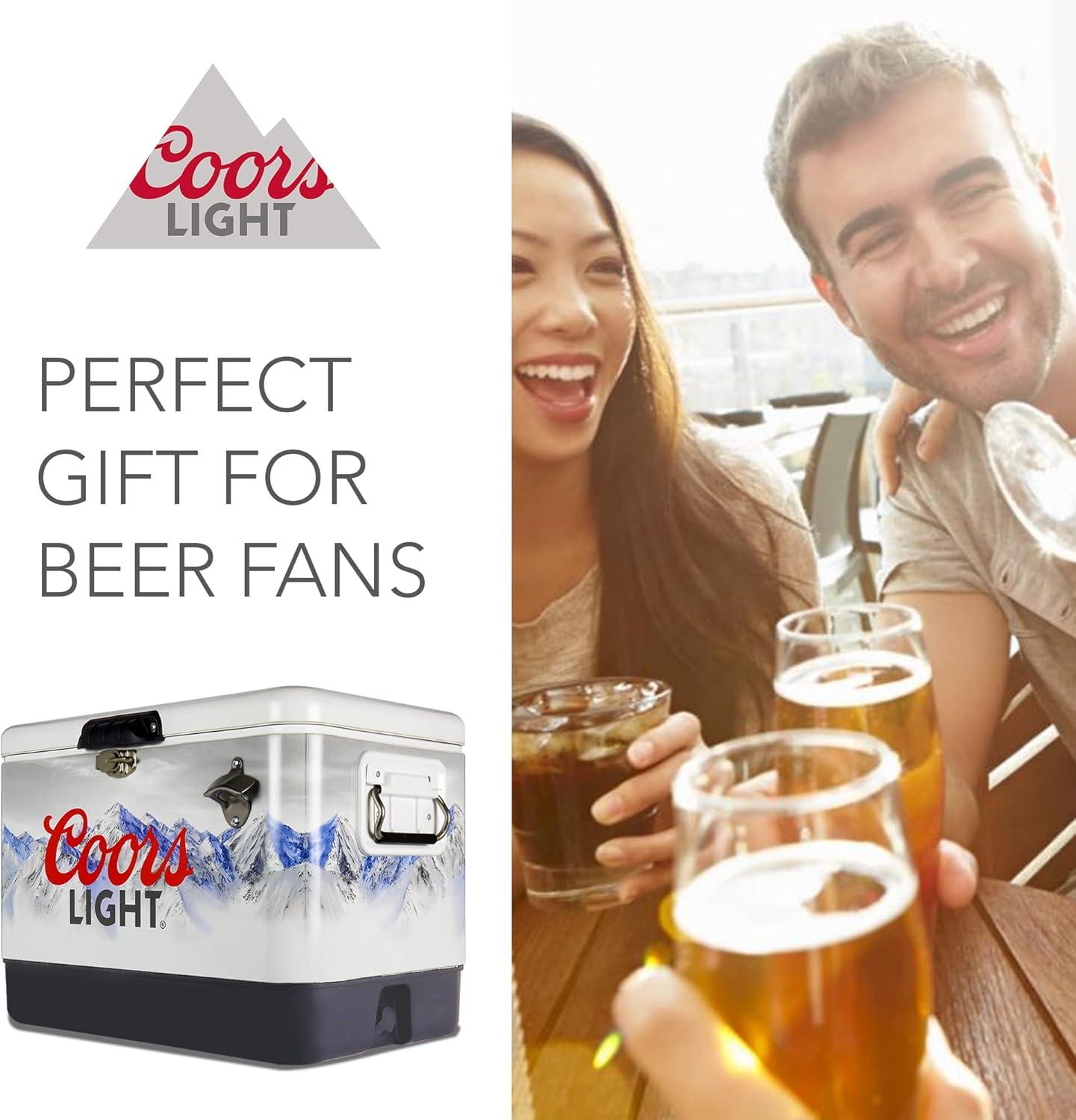 image:imageCoors Light Ice Chest Cooler Portable Ice Bucket with Bottle Opener Vintage Style Insulated for Camping Beach Picnic RV BBQs Tailgating Fishing SteelBelted 85 Can Ice Box 51L 54 qt