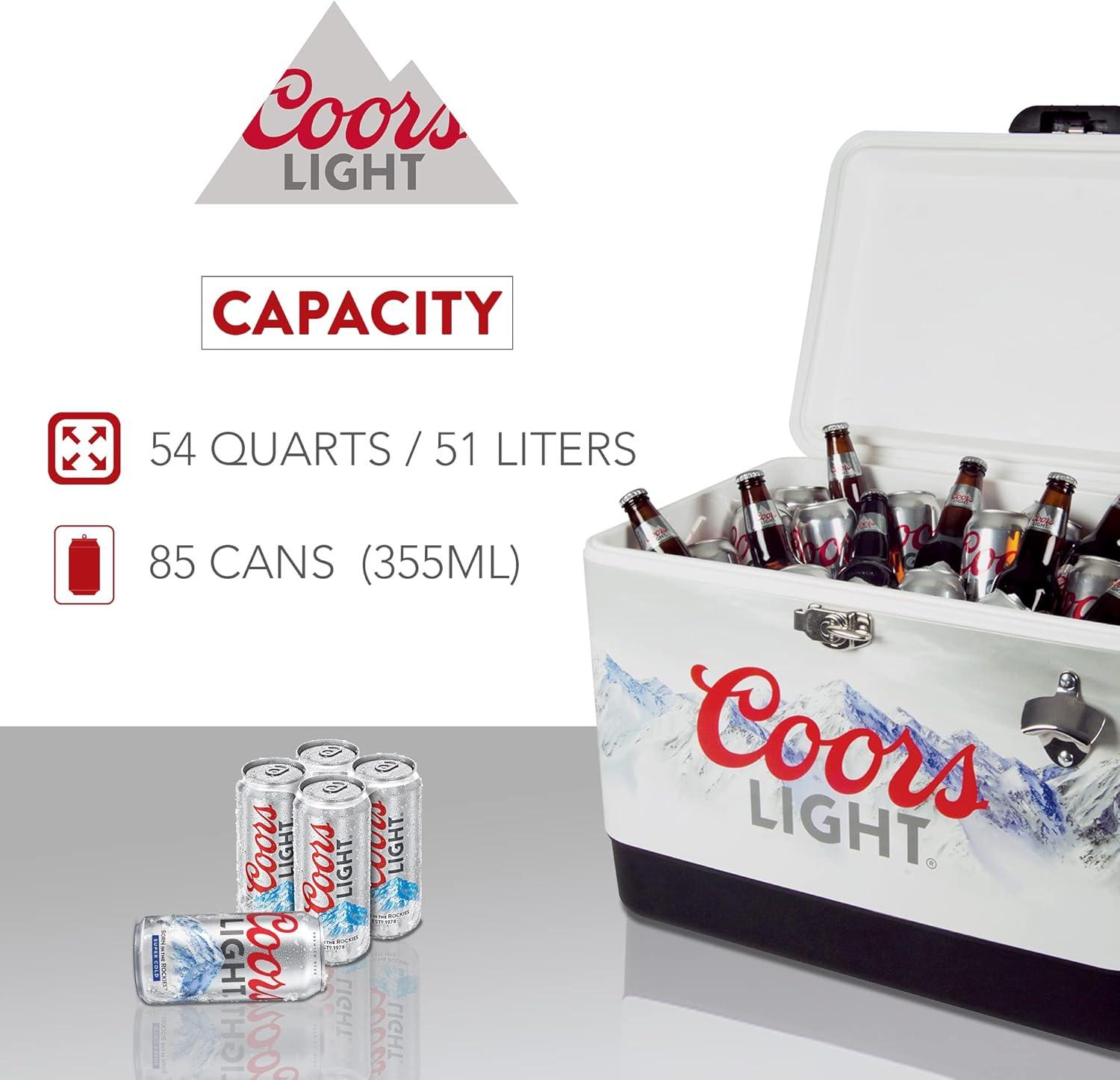 image:imageCoors Light Ice Chest Cooler Portable Ice Bucket with Bottle Opener Vintage Style Insulated for Camping Beach Picnic RV BBQs Tailgating Fishing SteelBelted 85 Can Ice Box 51L 54 qt