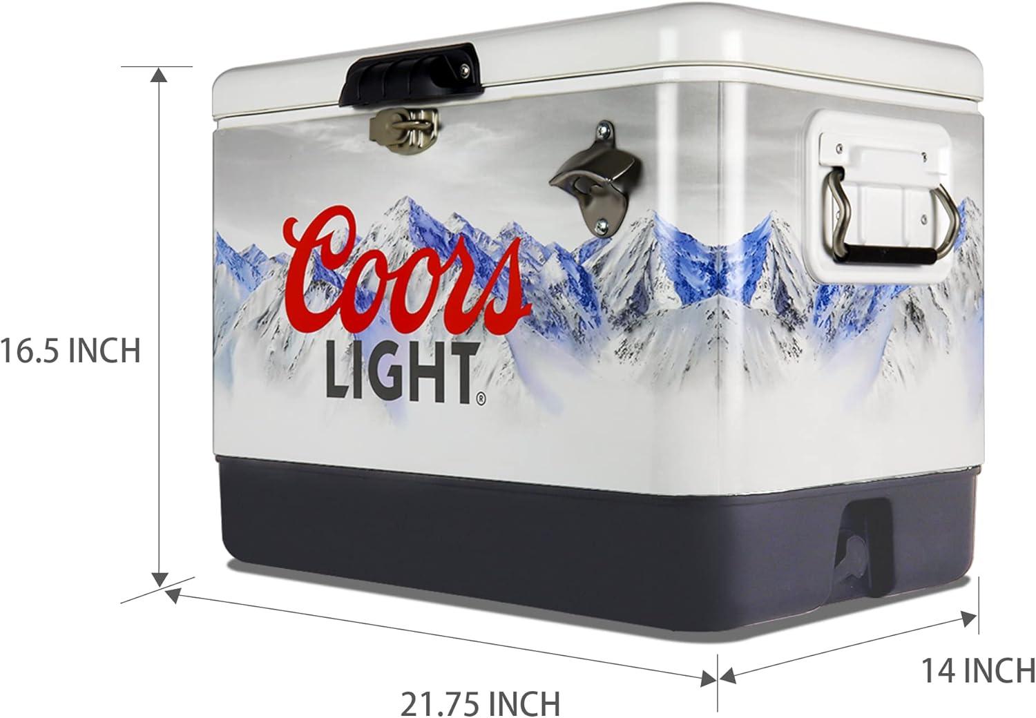 image:imageCoors Light Ice Chest Cooler Portable Ice Bucket with Bottle Opener Vintage Style Insulated for Camping Beach Picnic RV BBQs Tailgating Fishing SteelBelted 85 Can Ice Box 51L 54 qt