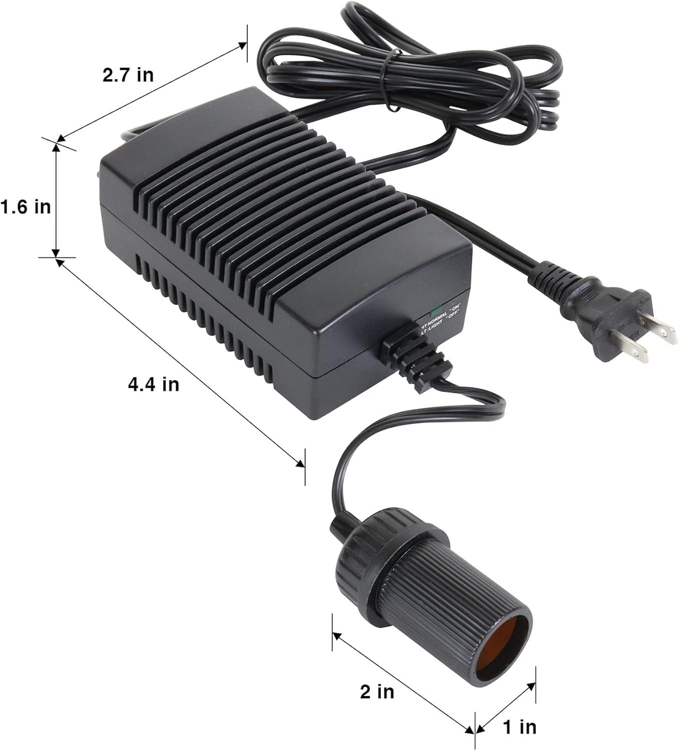 image:imageKoolatron 110 Volt AC to 12 Volt DC Power Adapter wCircuit Breaker 12V 5A DC Power Converter Black 6 Ft 18 m Cord for Portable Devices Compressor Car Fridge and MoreAdapter