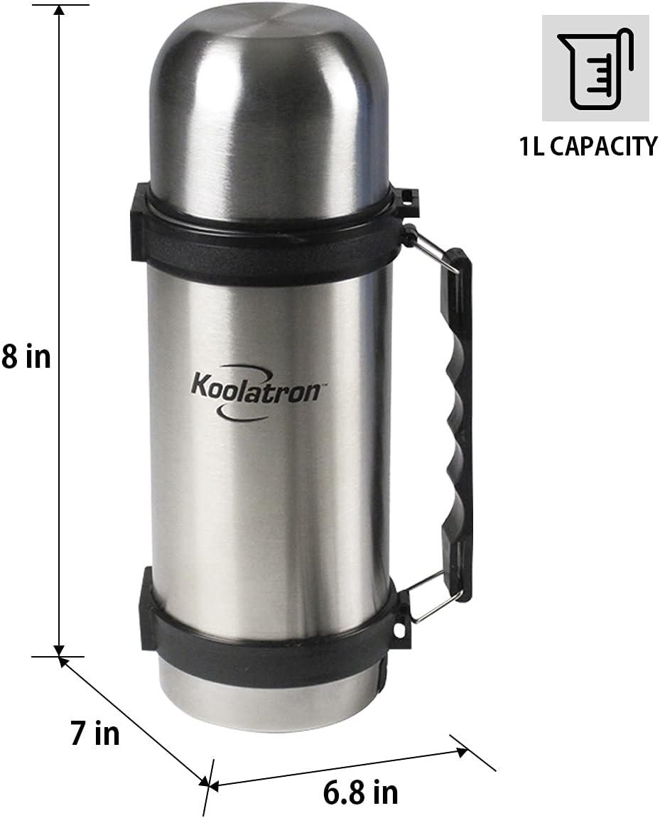 image:imageKoolatron 12V Insulated Vacuum Flask with Heater 1L Silver and Black Stainless Steel Push Button Dispenser for Car SUV Truck RV Boat