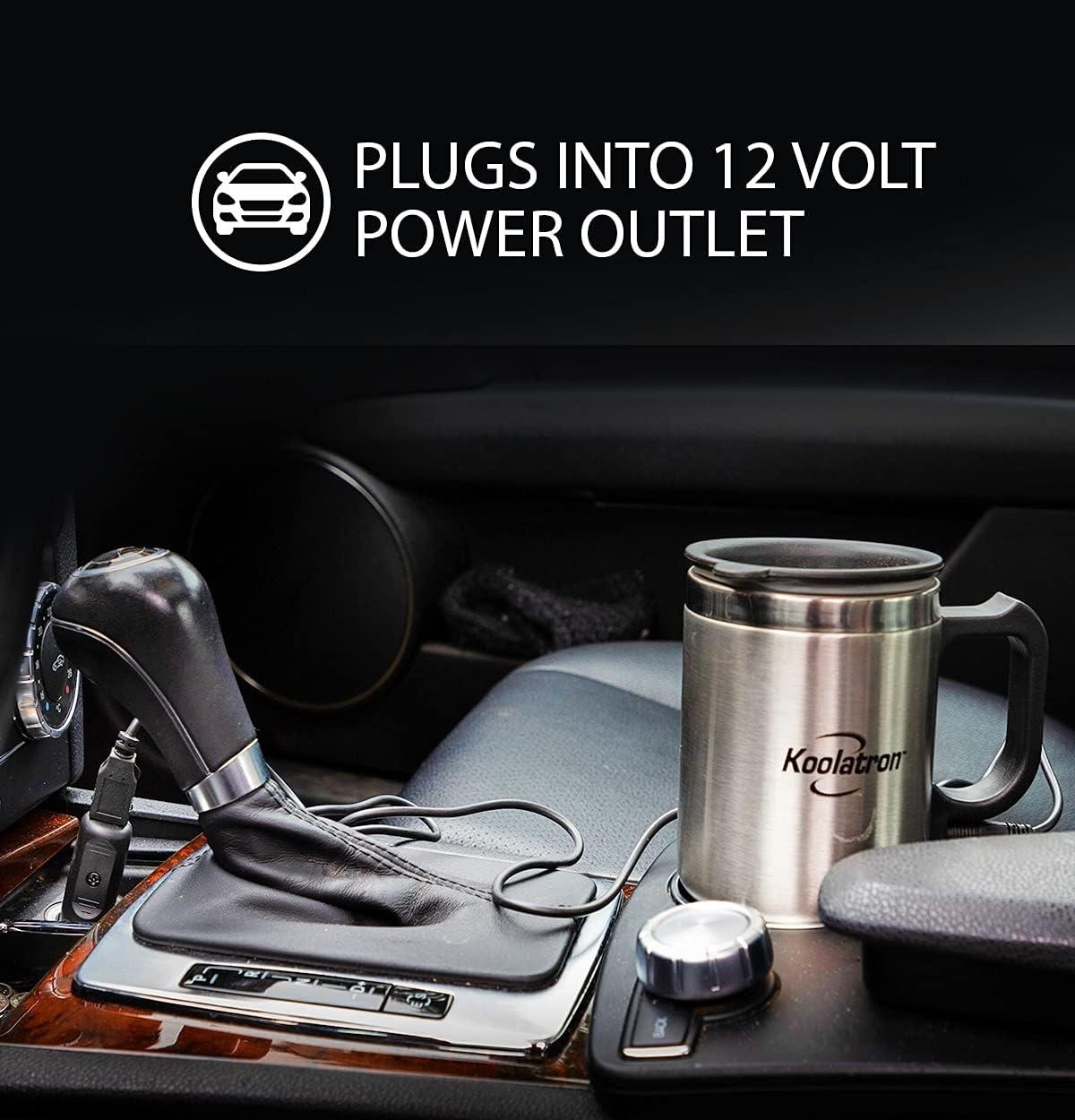 image:imageKoolatron 12V Travel Mug USB Powered Insulated With Heater 500 mL 17 oz Leakproof Portable Tumbler for Hot And Cold Beverages In Car SUV Truck Office Home Dorm Stainless Steel