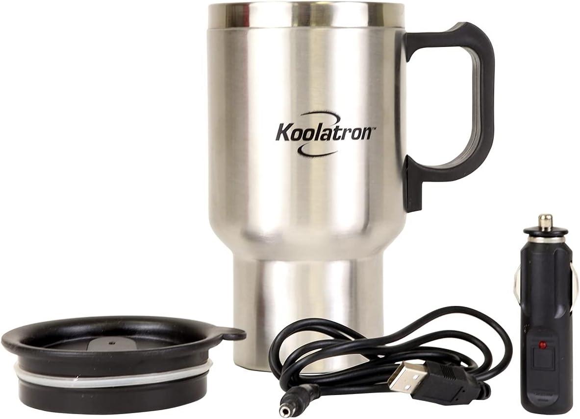 image:imageKoolatron 12V Travel Mug USB Powered Insulated With Heater 500 mL 17 oz Leakproof Portable Tumbler for Hot And Cold Beverages In Car SUV Truck Office Home Dorm Stainless Steel