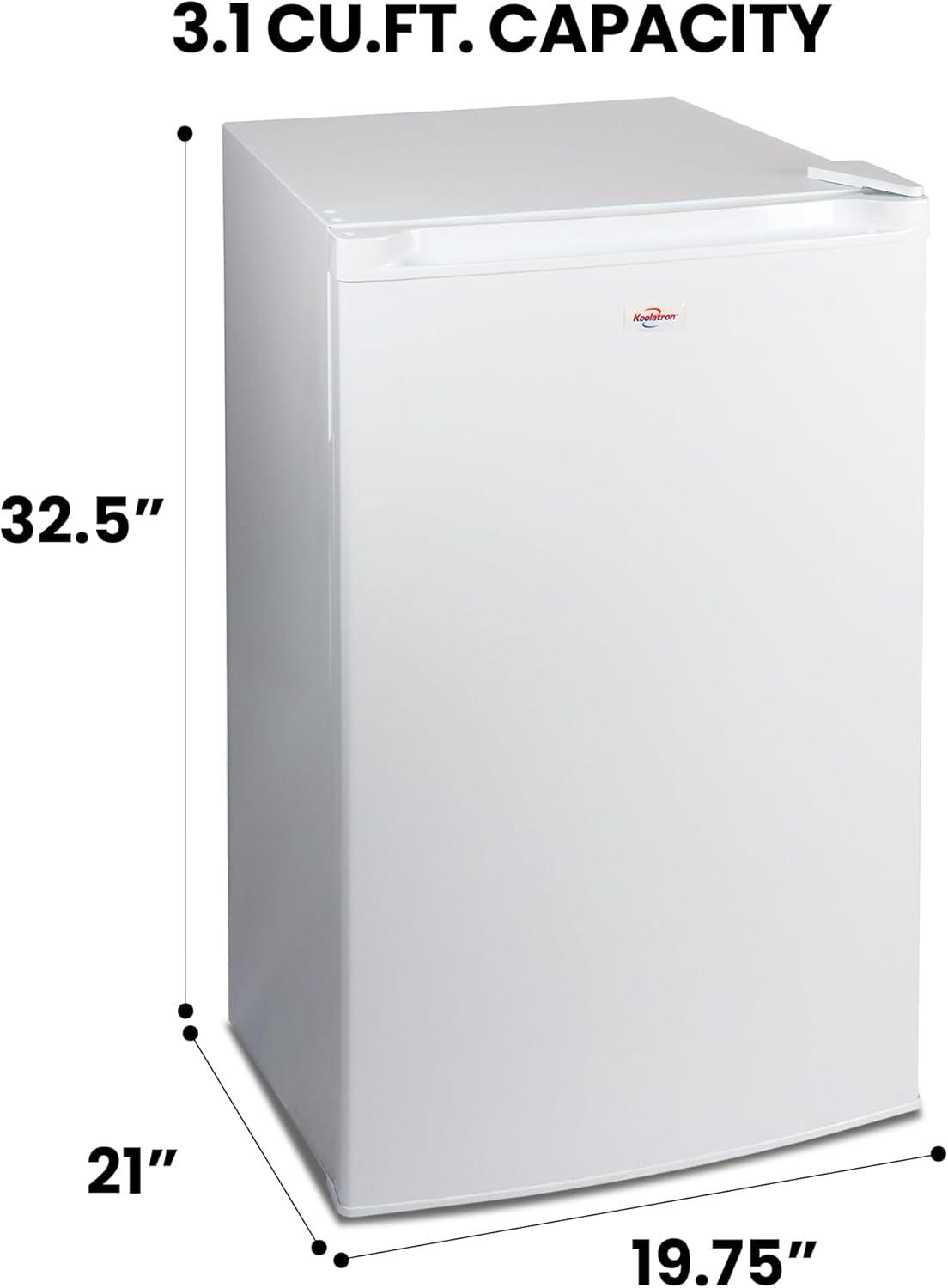 image:imageKoolatron Compact Upright Freezer 31 cu ft 88L White Manual Defrost Design SpaceSaving Flat Back Reversible Door 3 PullOut Basket Shelves for Apartment Condo Cottage