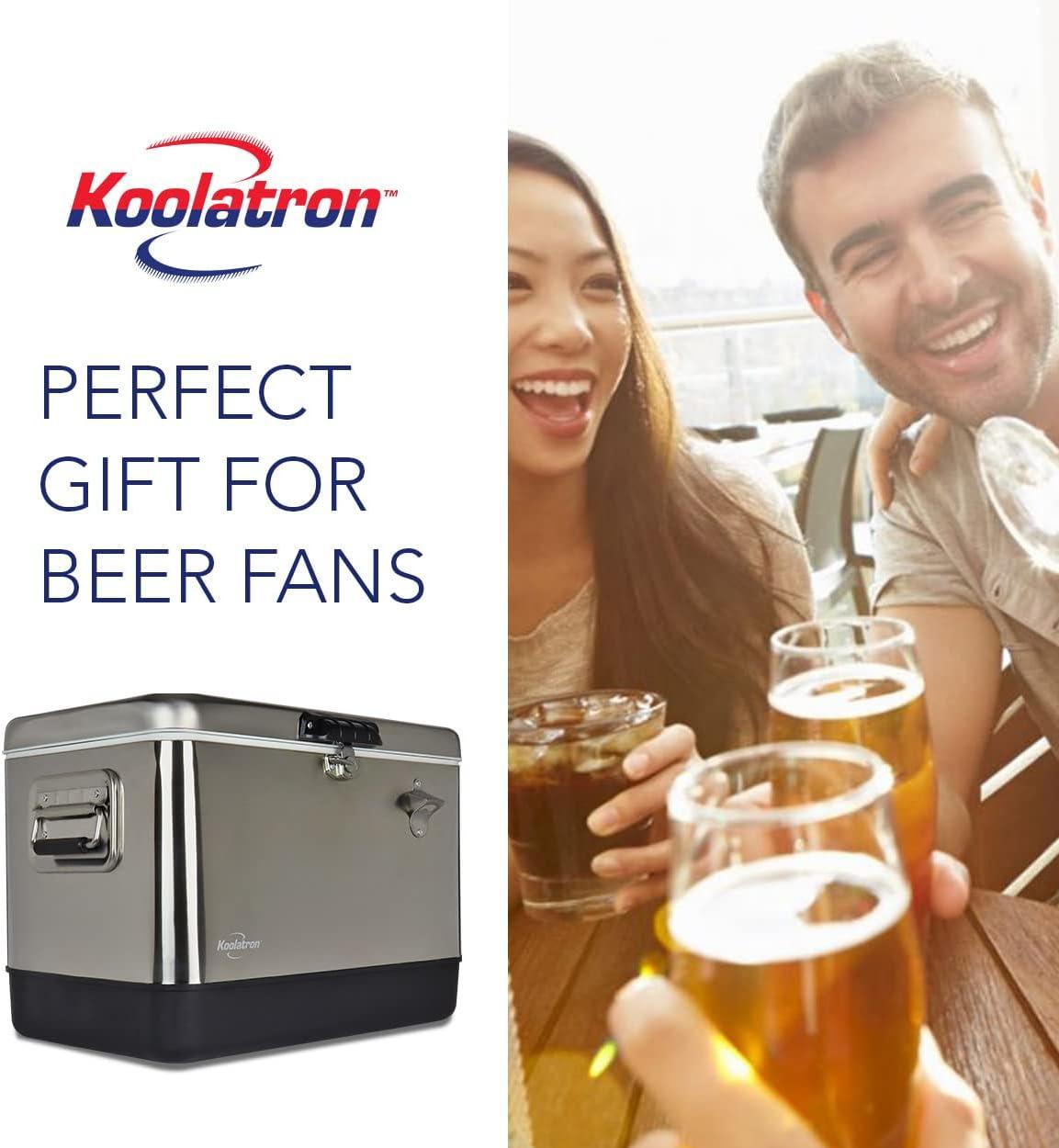 image:imageKoolatron Ice Chest Cooler Portable Ice Bucket with Bottle Opener Vintage Style Insulated for Camping Beach Picnic RV BBQs Tailgating Fishing Stainless Steel 85 Can Ice Box 51L 54 qt